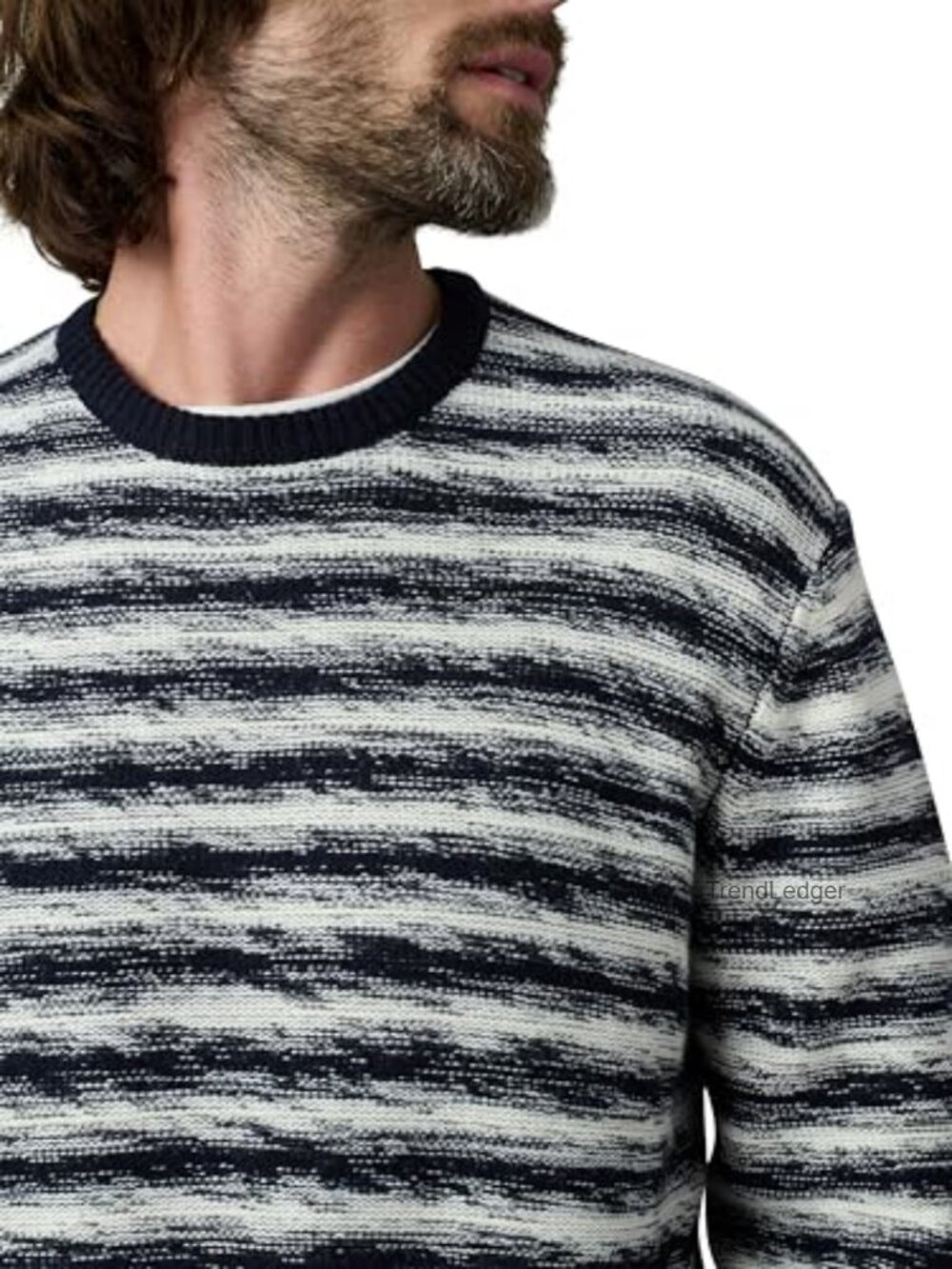Men's Crewneck Knit Pullover Sweater Relaxed Fit Long Sleeve Wool Cashmere Blend - Picture 5 of 7